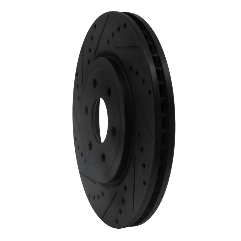 Nissan Pathfinder Brake Rotor (1) - Front Left - R1 Concepts - Drilled & Slotted - Black - `08-`11